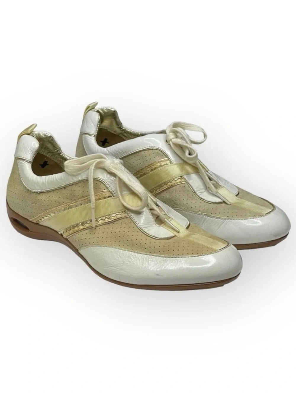 Cole Haan 𖦹 Chelsea Athleisure Patent Leather Sneakers 𖦹 White Gold 𖦹 7B 𖦹